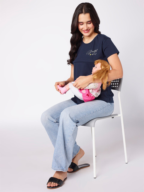 beebelle Navy Blue Maternity & Feeding Top - Image 6