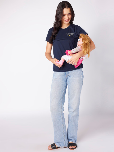 beebelle Navy Blue Maternity & Feeding Top - Image 5