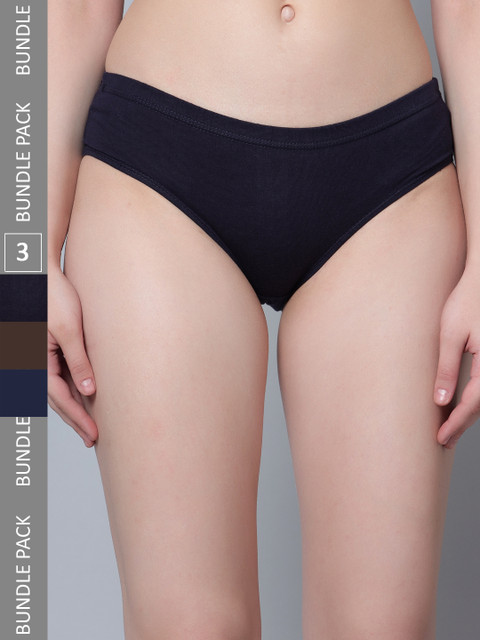 Aimly Women Pack Of 3 Cotton Mid-Rise Hipster Briefs