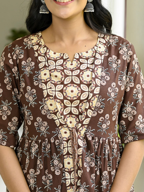 MissKurti Floral Printed Pure Cotton Top & Trousers Co-Ord Set - Image 2