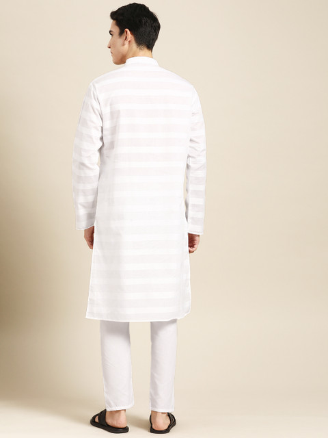 MANQ Men Striped Regular Pure Cotton Kurta with Pyjamas - Image 5