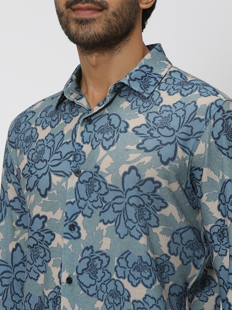 Mufti Slim Fit Floral Printed Spread Collar Casual Shirt - Image 2