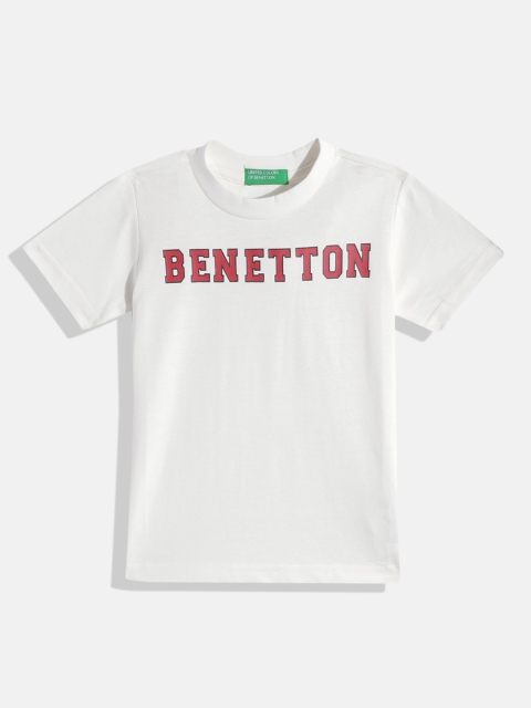 United Colors of Benetton Boys Pure Cotton Brand Logo Printed T-shirt