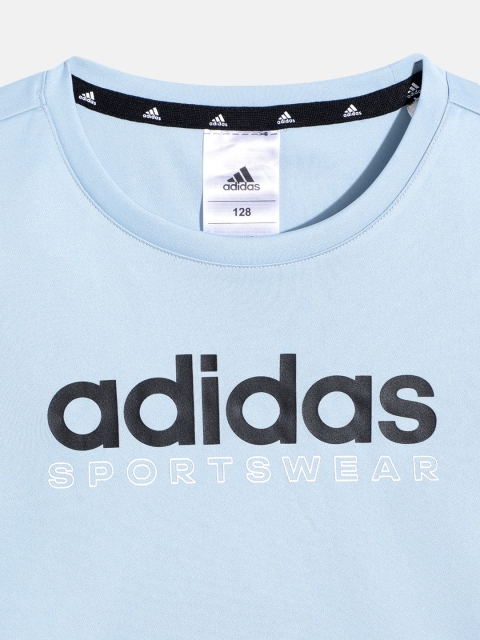 ADIDAS Kids Linear Brand Name Printed Aeroready T-shirt - Image 3