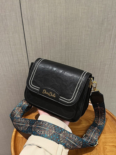 Diva Dale Embellished Printed Strap PU Structured Sling Bag