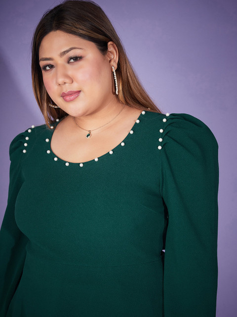 SASSAFRAS Curve Green Plus Size Top With Bell Bottom Trouser - Image 2
