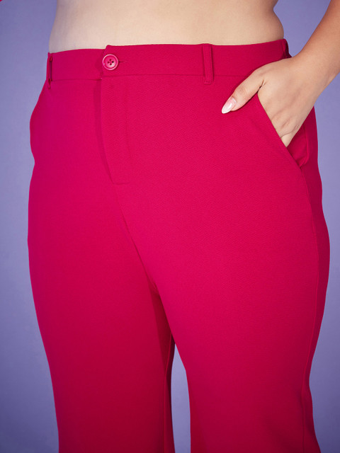 SASSAFRAS Curve Red Plus Size Self Design Shirt With Trouser Co-Ords - Image 3