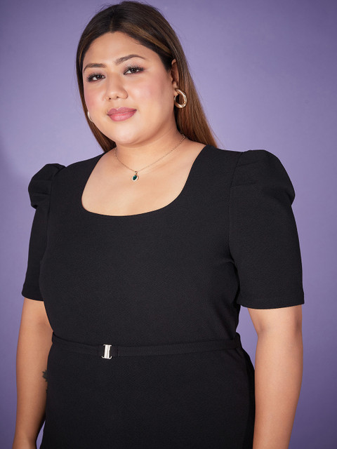 SASSAFRAS Curve Black Plus Size Self-Design Top Wit Trouser Co-Ords - Image 2