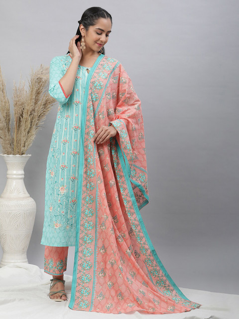 AURELIA Floral Printed Pure Cotton Dupatta