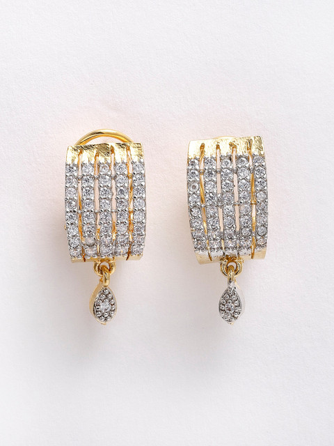 DressBerry Gold-Plated American Diamond-Studded Contemporary Stud Earrings