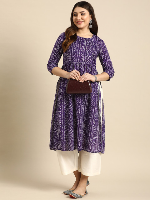 Anouk Bandhani Printed High Slit Pure Cotton Kurta - Image 5