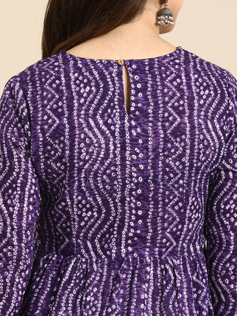 Anouk Bandhani Printed High Slit Pure Cotton Kurta - Image 6