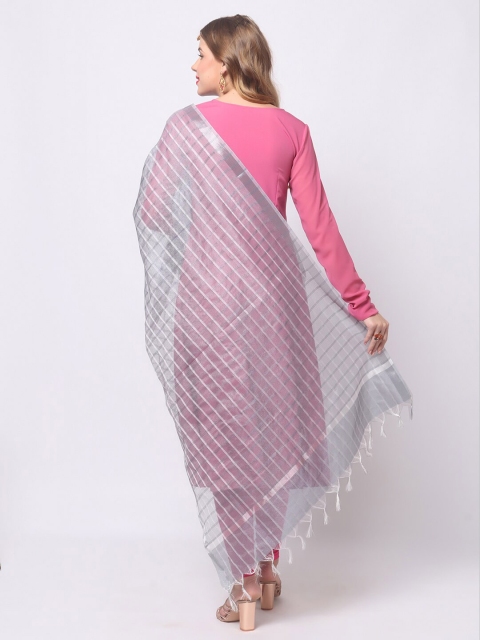 Dupatta Bazaar Checked Tasselled Dupatta - Image 4