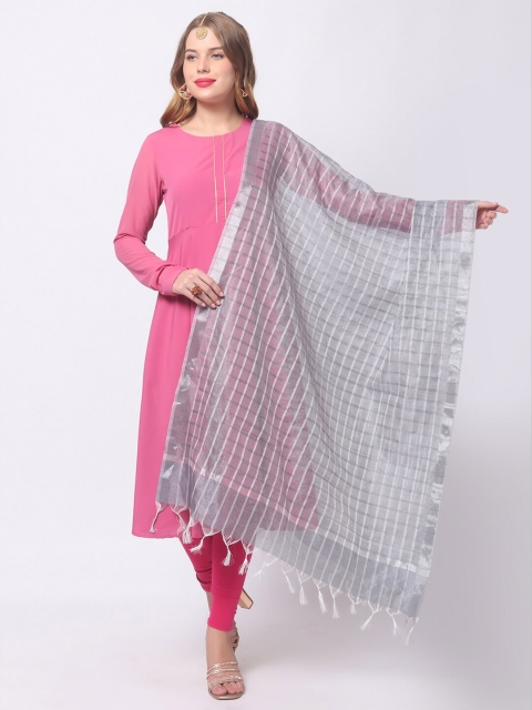 Dupatta Bazaar Checked Tasselled Dupatta