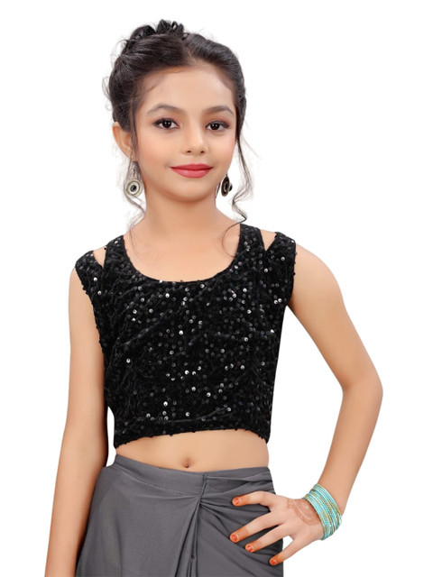 Dhyey Fashion Girls Sequinned Ready to Wear Saree - Image 4