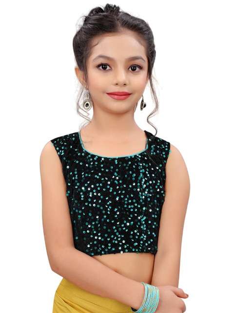 Dhyey Fashion Girls Sequinned Ready to Wear Saree - Image 4