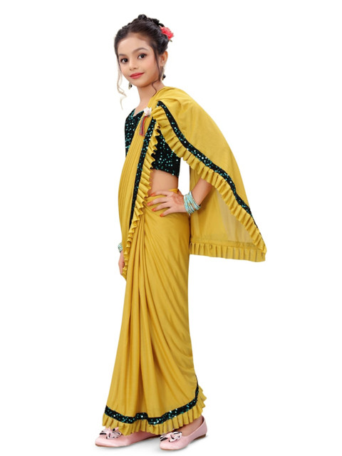 Dhyey Fashion Girls Sequinned Ready to Wear Saree - Image 2