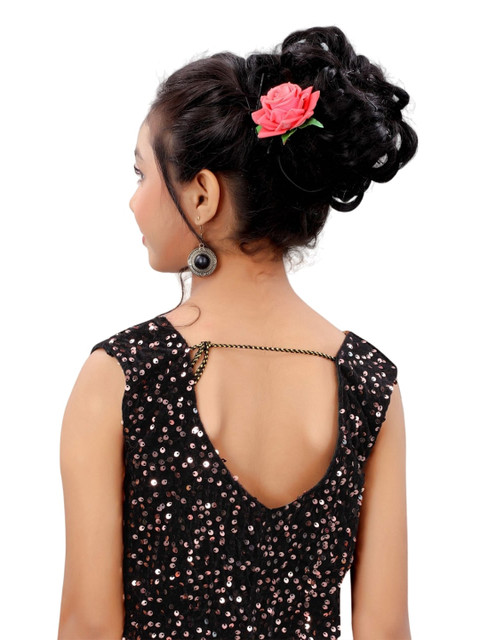 Dhyey Fashion Girls Sequinned Ready to Wear Saree - Image 5