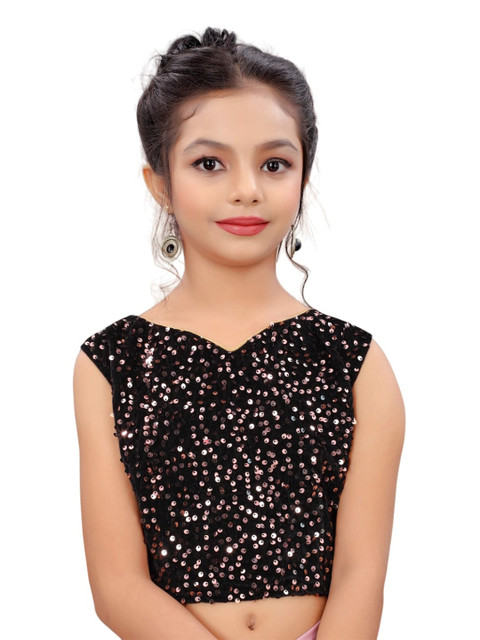 Dhyey Fashion Girls Sequinned Ready to Wear Saree - Image 4