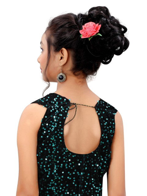 Dhyey Fashion Girls Sequinned Ready to Wear Saree - Image 5