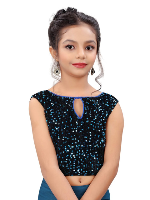 Dhyey Fashion Girls Embellished Sequinned Detailed Lycra Saree - Image 4