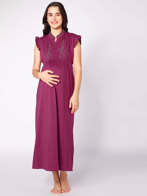 ETC X beebelle Floral Embroidered Maxi Maternity Nightdress