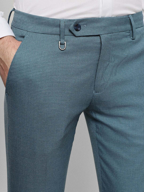 Peter England Men Textured Slim Fit Formal Trousers - Image 5