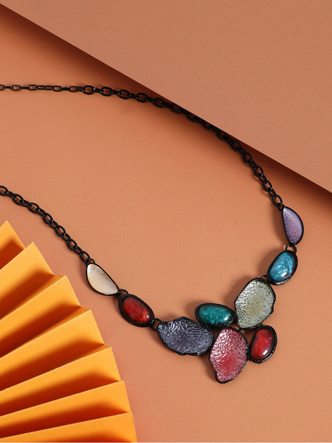 SOHI Stone-Studded Statement Necklace