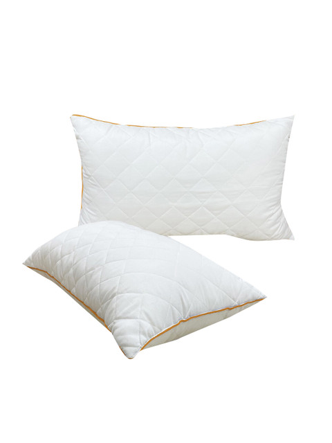 SPACES 2-Pcs White Quilted Microfiber Sleep Pillows - Image 2
