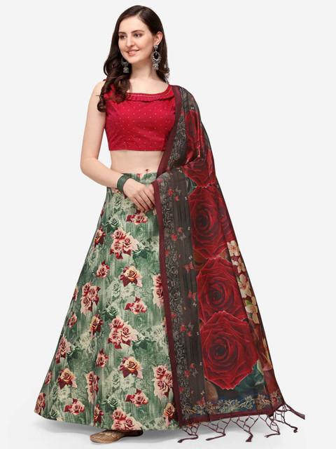 Kaizen TEXO FAB Printed Semi-Stitched Lehenga & Unstitched Blouse With Dupatta