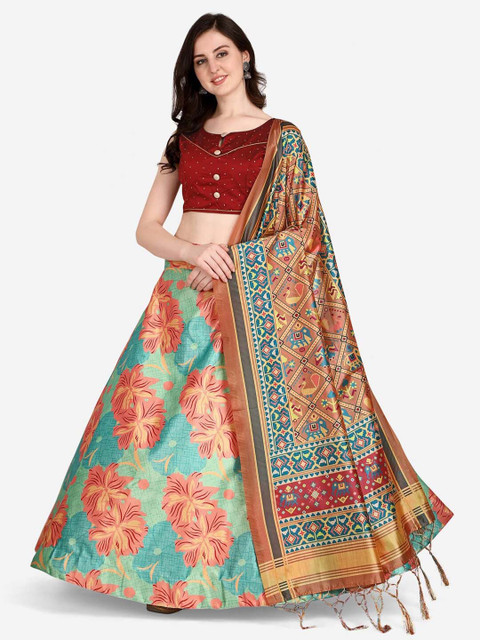 Kaizen TEXO FAB Printed Semi-Stitched Lehenga & Unstitched Blouse With Dupatta