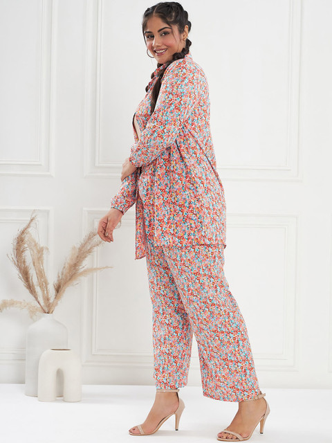 CURVE BY KASSUALLY Red & Blue Plus Size Printed Shirt and Trousers Co-Ords - Image 4