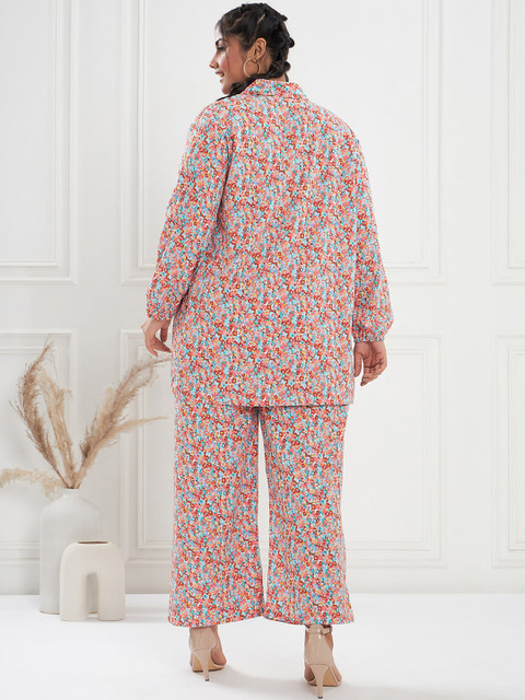 CURVE BY KASSUALLY Red & Blue Plus Size Printed Shirt and Trousers Co-Ords - Image 5