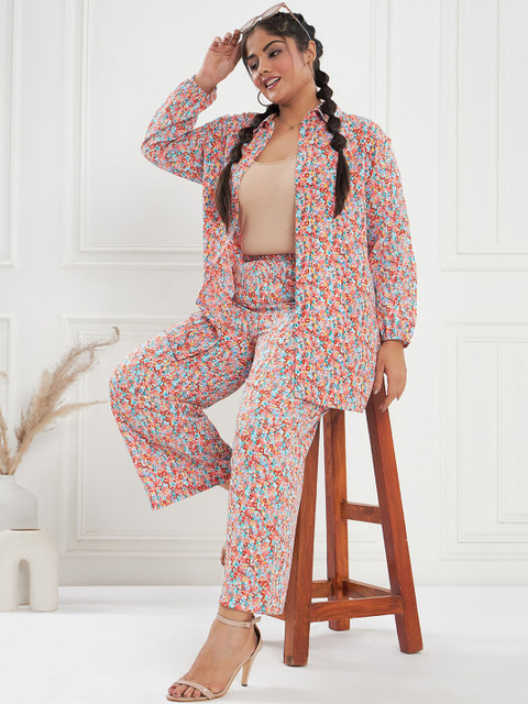CURVE BY KASSUALLY Red & Blue Plus Size Printed Shirt and Trousers Co-Ords - Image 7