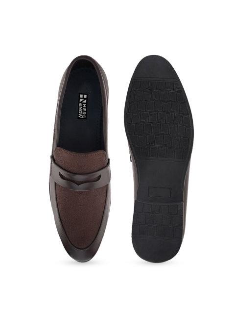 HERE&NOW Men Brown Round-Toe Formal Loafers - Image 5