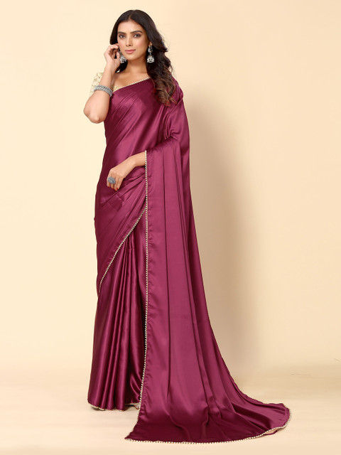 HERE&NOW Beads and Stones Embellished Satin Saree