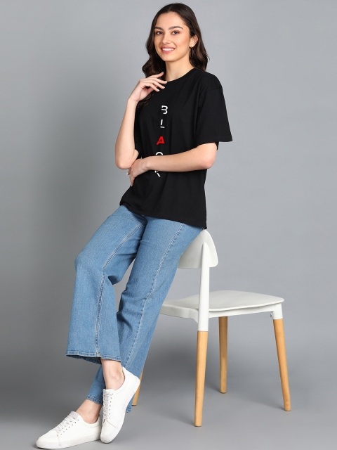 Adyavastram Typography Printed Drop Shoulder Sleeves Oversized Fit Pure Cotton T-shirt - Image 5