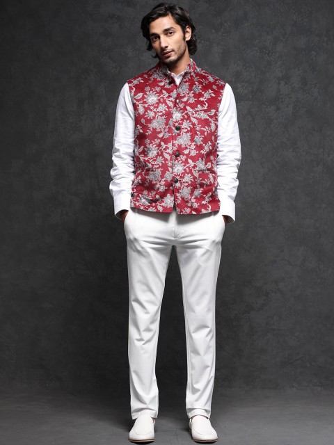 RARE RABBIT Men Camero Slim Fit Floral Printed Nehru Jacket - Image 6