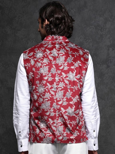 RARE RABBIT Men Camero Slim Fit Floral Printed Nehru Jacket - Image 5