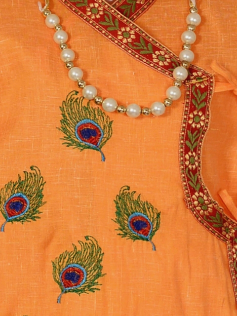 BAESD Boys Ethnic Motifs Embroidered Angrakha Pure Cotton Kurti With Dhoti Pants - Image 4