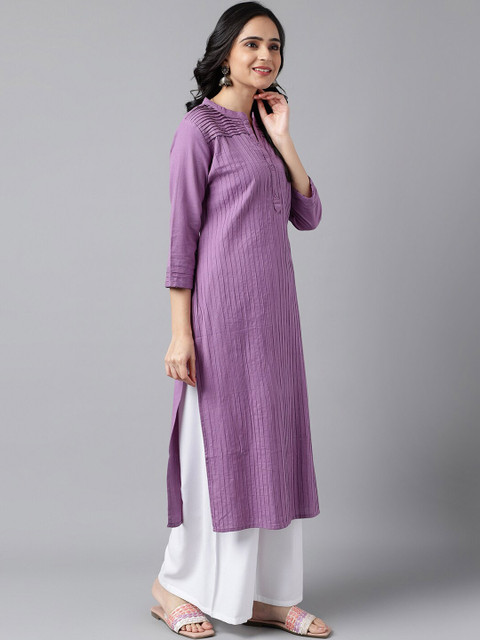 Neemiya Striped Thread Work Pure Cotton Kurta - Image 3