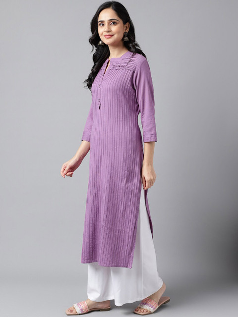 Neemiya Striped Thread Work Pure Cotton Kurta - Image 4
