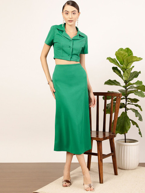 STREET 9 Green Crop Top With Skirt