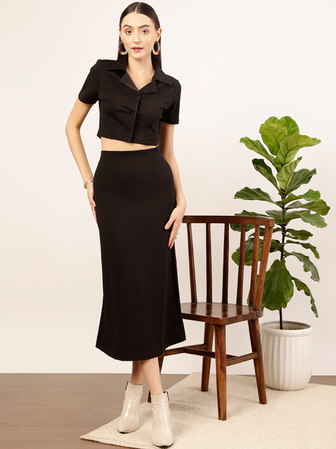 STREET 9 Black Crop Top With Skirt