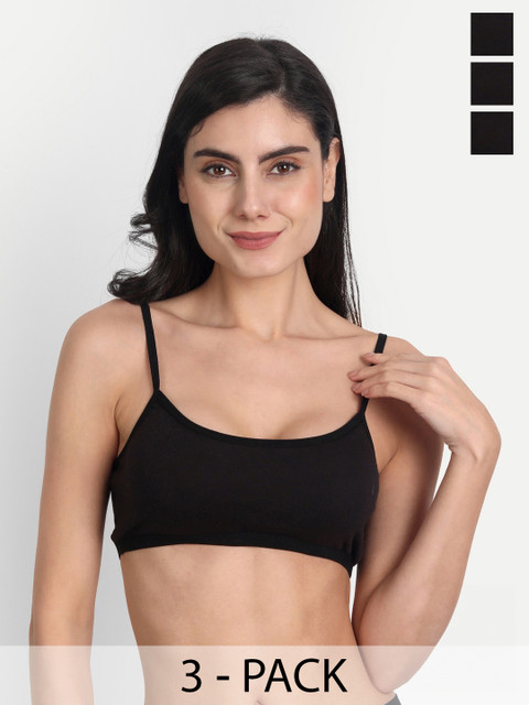 Aimly Pack Of 3 Cotton Sports Bra Non-Padded Non-Wired Mid Coverage