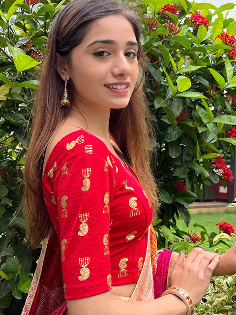 Bindigasm's Advi Printed Stretchable Saree Blouse