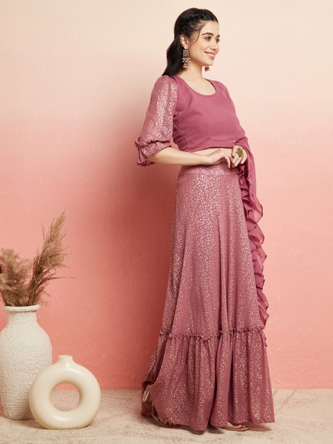 AKS Couture Floral Printed Ready to Wear Lehenga & Blouse With Dupatta - Image 4