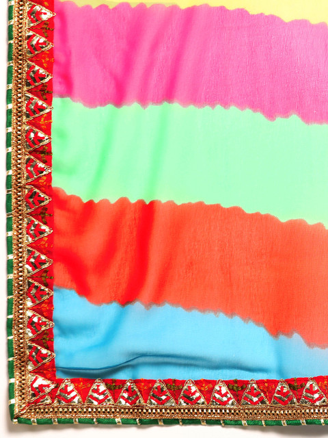 Mitera Leheriya Gotta Patti Pure Chiffon Saree - Image 5