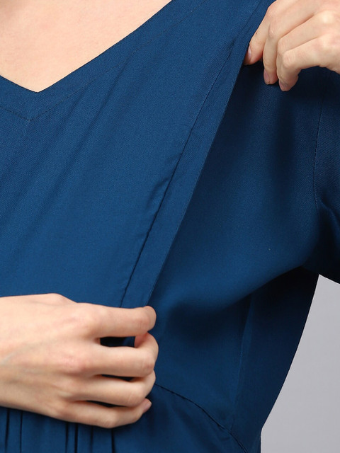 Negen Floral Printed Maternity Fit & Flare Midi Dress - Image 7