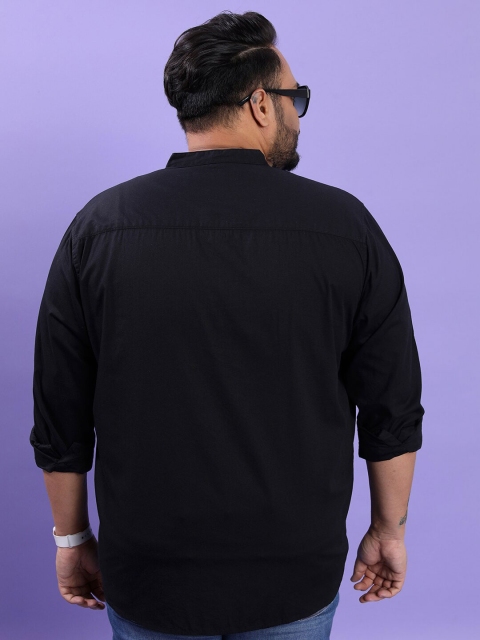 HIGHLANDER Plus Size Band Collar Regular Fit Cotton Casual Shirt - Image 5